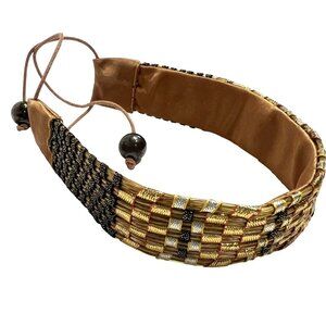 La Veste Handmade Choker in Woven Gold Lurex